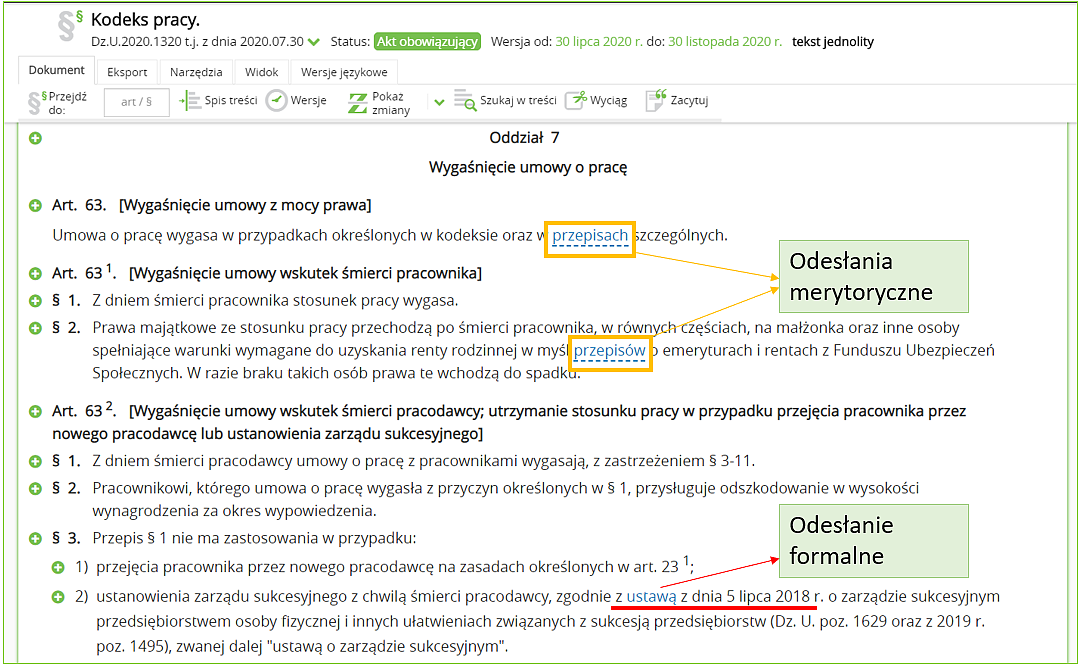 Odesłania - link merytoryczny i link formalny