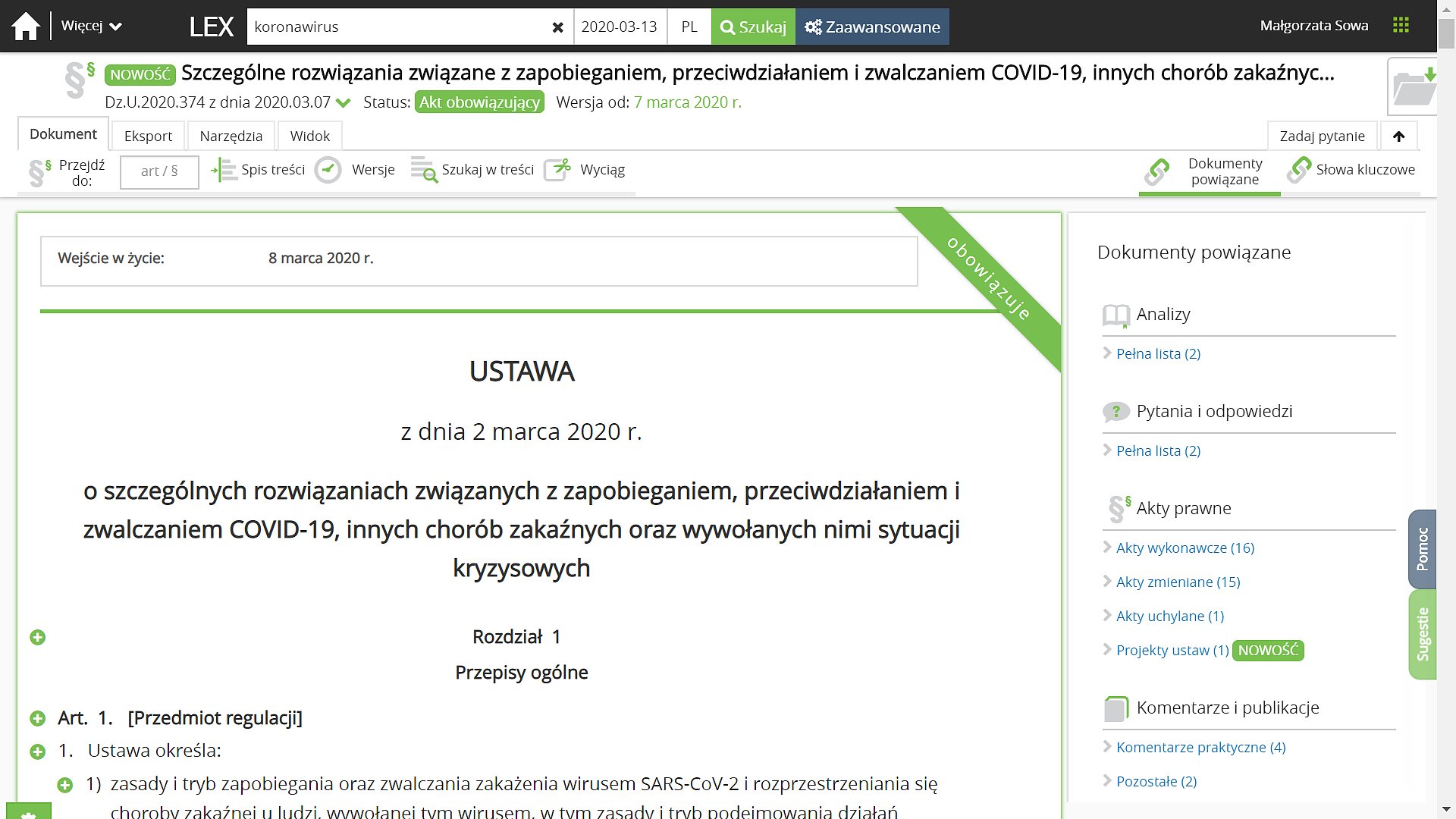 Szukasz ustawy o koronawirusie? Najszybciej znajdziesz ją w LEX-ie!