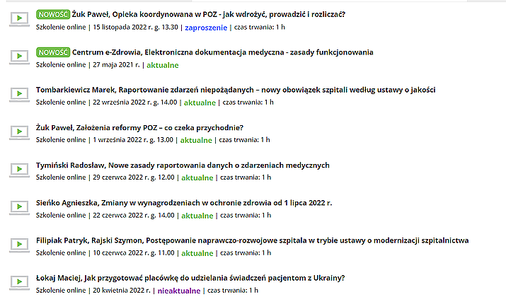 Możliwość udziału w merytorycznych szkoleniach online