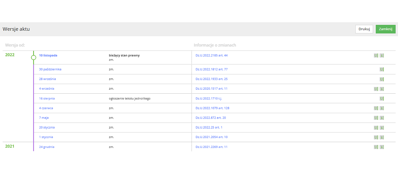 LEX ZP - Wersje aktu