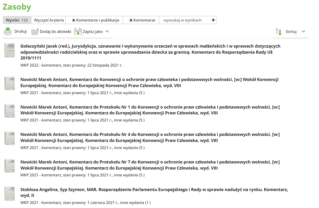 Komentarze i monografie do aktów prawa europejskiego i Konwencji Praw Człowieka