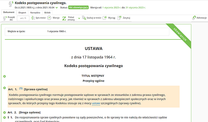 Bogata baza aktów prawnych i orzecznictwa