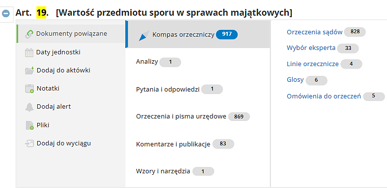 Zasady obliczania WPS - analiza przepisów oraz orzecznictwa z wykorzystaniem funkcjonalności LEX Kompas Orzeczniczy 2.0