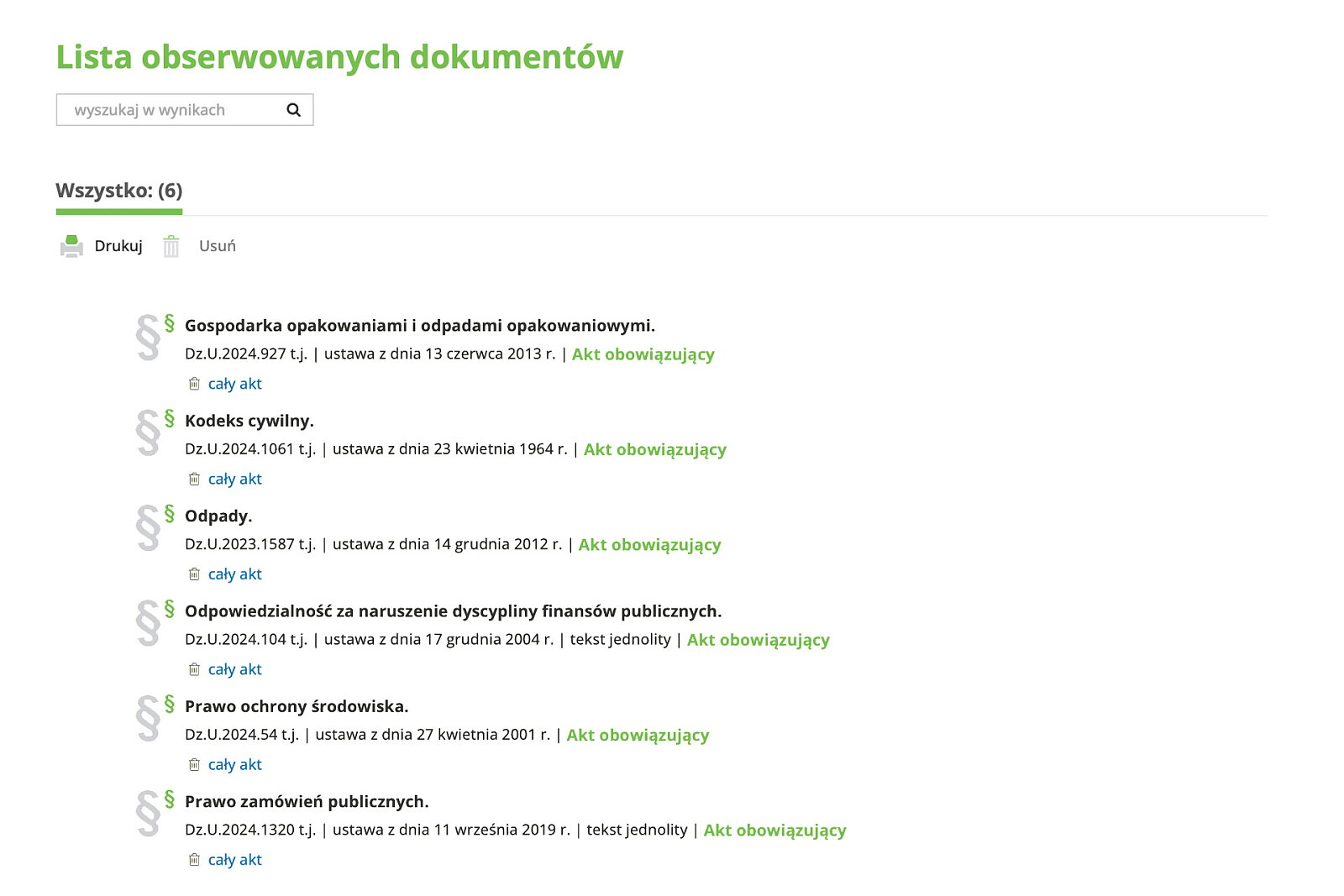 Wygodnie zarządzasz listą obserwowanych dokumentów