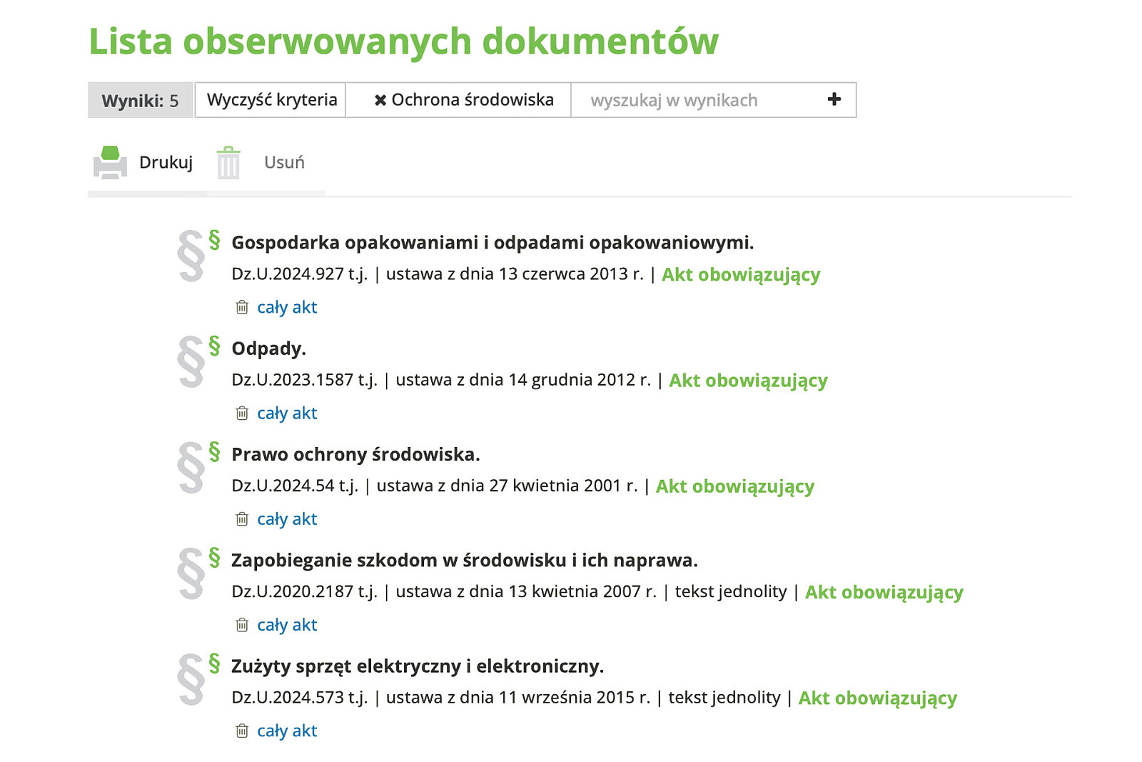 Wygodnie zarządzasz listą obserwowanych dokumentów