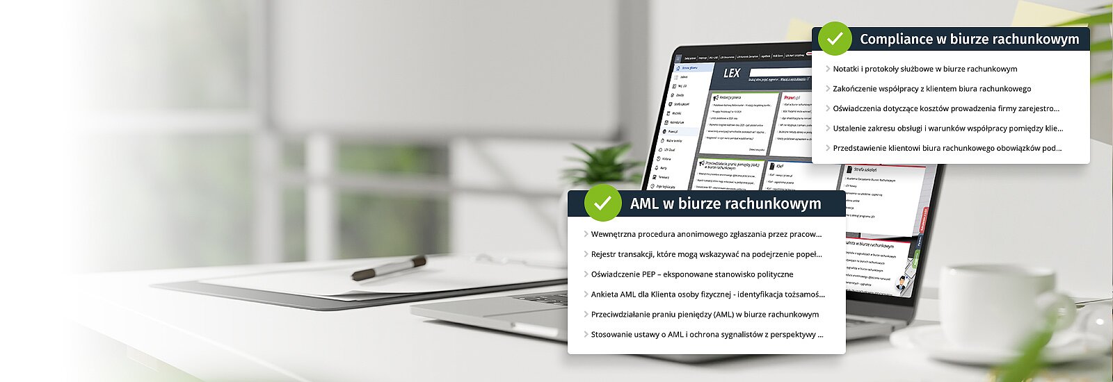 Wypróbuj LEX Biuro Rachunkowe Optimumprzez 14 dni za darmo Program LEX Biuro Rachunkowe to połączenie zasobów merytorycznych dotyczących: podatków, księgowości, rachunkowości, prawa pracy, ubezpieczeń społecznych z zagadnieniami niezbędnych do prawidłowego funkcjonowania biura rachunkowego: compaliance w biurze, umowy i obrót gospodarczy. 