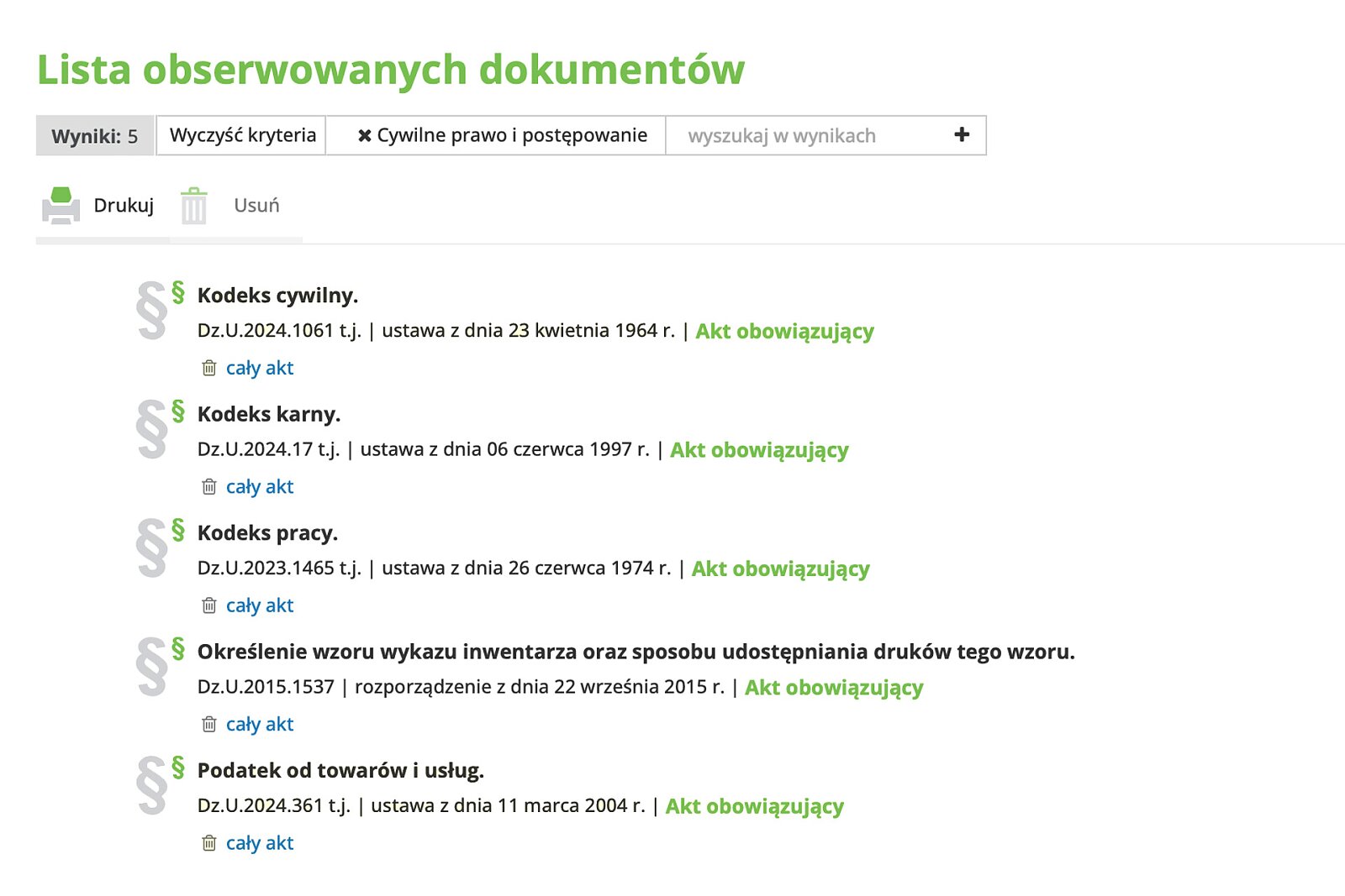 <p>Wygodnie zarządzasz listą obserwowanych dokumentów</p>