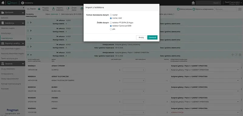 Progman Cloud Majątek import danych – automatyczne pobieranie danych eliminuje błędy i przyspiesza aktualizację ewidencji