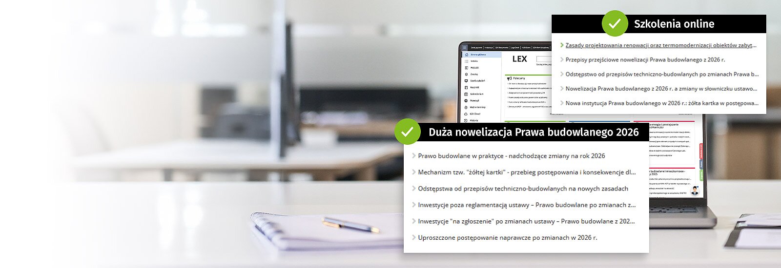 Wypróbuj LEX Budownictwo Optimum&nbsp;przez 14 dni za darmo LEX Budownictwo to program zapewniający dostęp do aktualizowanej na bieżąco bazy prawa, komentarzy, poradników, szkoleń online z zakresu prawa budowlanego. Oferuje także dostęp do największej na rynku bazy aktów prawa miejscowego oraz konsultacje mailowe z ekspertami.