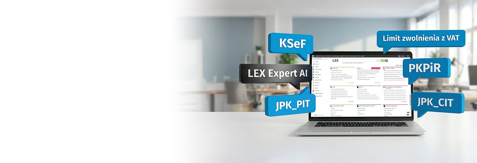 Wypróbuj LEX Księgowość Optimum z Expert AI&nbsp;przez 14 dni za darmo LEX Księgowość z Expert AI to program zapewniający dostęp do aktualnej bazy prawa, komentarzy, poradników i szkoleń online z zakresu prawa podatkowego oraz konsultacji z ekspertami. W ramach rozwiązania dostępny jest także LEX Expert AI – specjalistyczny czat AI bazujący na zasobach LEX, który pomaga szybciej analizować zagadnienia i znajdować potrzebne informacje.&nbsp;Nowość! LEX Expert AI&nbsp;- inteligentny czat AI bazujący na zasobach LEX. W dostępie testowym: 20 zapytań do czata.&nbsp;&nbsp;