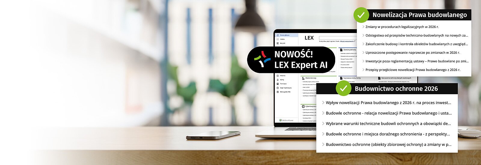 Wypróbuj LEX Budownictwo z Expert AI&nbsp;przez 14 dni za darmo Program zapewnia dostęp do aktualizowanej bazy prawa, komentarzy, poradników i szkoleń online z zakresu prawa budowlanego. Oferuje także dostęp do największej na rynku bazy aktów prawa miejscowego, konsultacje mailowe z ekspertami oraz specjalistyczny czat AI, który pomaga szybciej znajdować odpowiedzi i porządkować informacje. Na czas testowania otrzymujesz: Produkt LEX Budownictwo w wersji Optimum&nbsp;Nowość!&nbsp;LEX Expert AI&nbsp;- specjalistyczny czat AI bazujący na zasobach LEX.&nbsp;W dostępie testowym: 20 zapytań do czata.